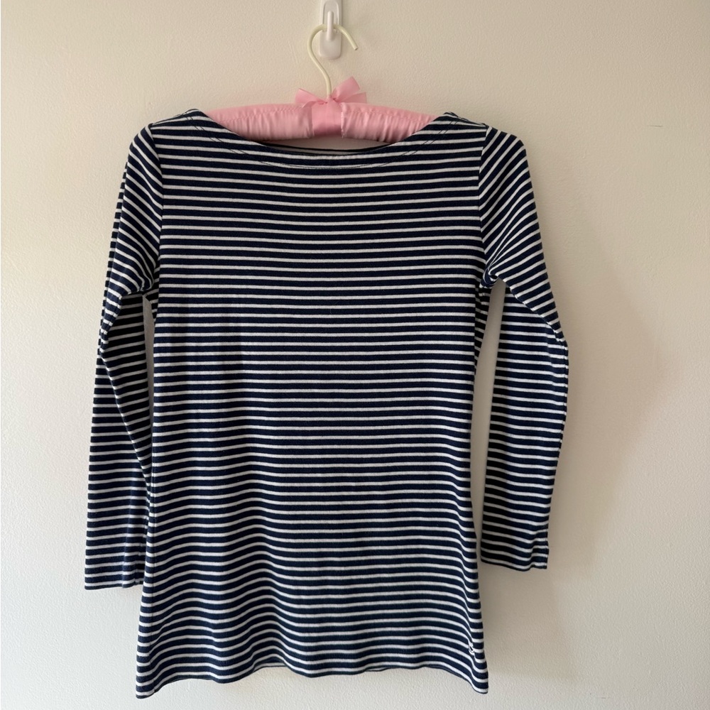 Vineyard Vines Navy and White Striped Long Sleeve Top